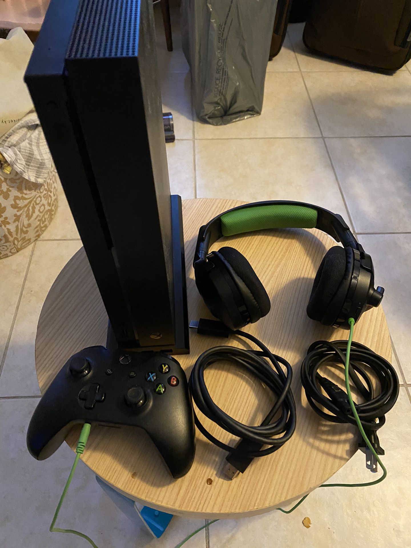 Xbox One X with Controller and Headset