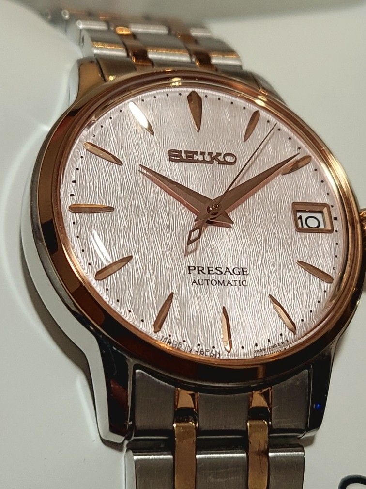 Seiko Presage Cocktail time Pink Champagne Textured Dial Watch SRPF54