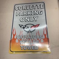 Corvette Parking Only Metal Sign