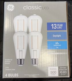 8 GE classic 60 watt clear st19 daylight bright led bulbs
