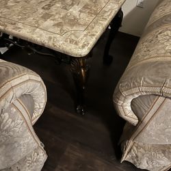  couch, loveseat, and coffee table, and End table