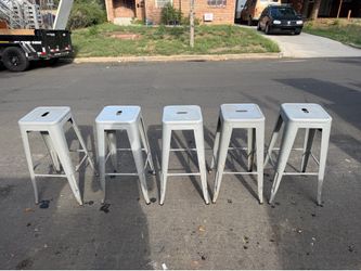 Set of 5 Metal Bar Stools