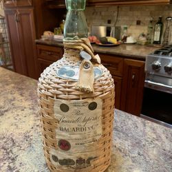 Vintage Bacardi Wicker Bottle