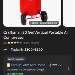 Craftsman twenty gallon air compressor with hose