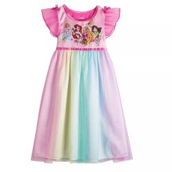 Disney Little Girl's Nightgown, Multi-Princess Rainbow,  Size:8