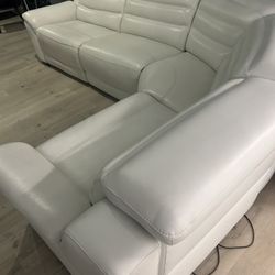 SECTIONAL GENUINE LEATHER RECLINER ELECTRIC WHITE COLOR.. Delivery SERVICE AVAILABLE ✅💥🚛