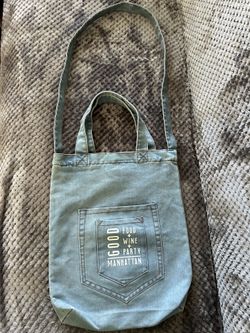 Good Food + Wine + Party Denim Tote Bag