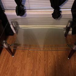 Two tier glass table