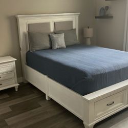 Queen, Bed, Nightstand, And Mattress