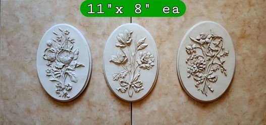 Floral Wall Plaques (Set of 3)