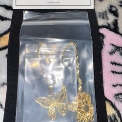 El Dorado Butterfly Pendant With Chain  18k Plated Gold 