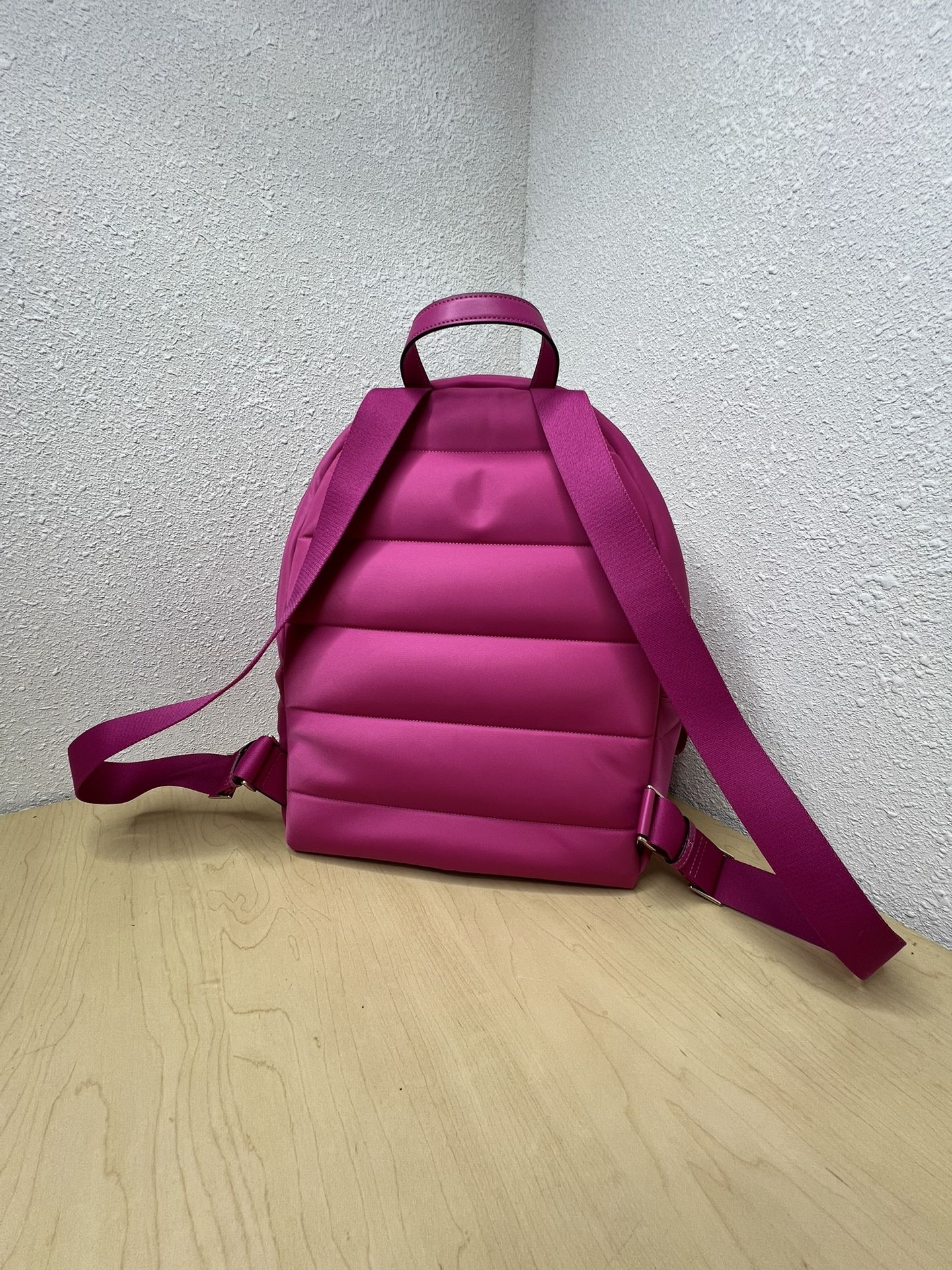 NWT Kate Spade New York Ella Large Puffy Backpack Embroidered Logo Pink Kate Spade Puffy Ella backpack Like new | Mercari main image 2