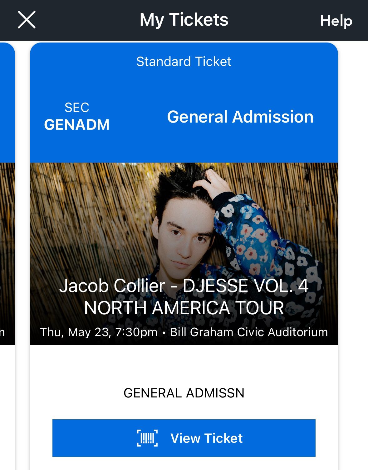 Jacob Collier Ticket May 23 Bill Graham