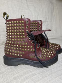 Dr. Martens 8 Eye 1460 Cherry Red Spike Boots