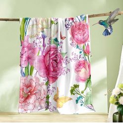 🌸 Floral Throw Blanket – 60x80” Soft Plush Flannel – Perfect Gift for Women & Girls 🎁