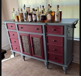 Refinished Buffet Sideboard with Drawers and Cabinet