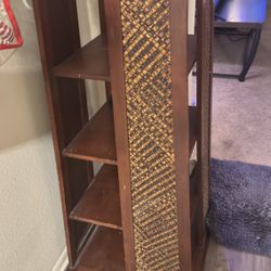 Boho Style Wood Shelf Unit w/ Woven Sides