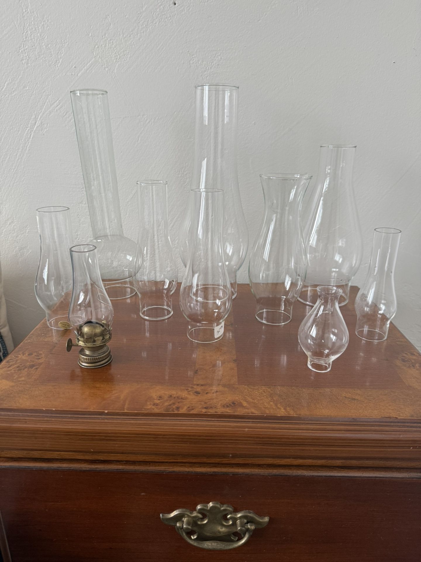 Set of 10 Vintage Glass Lamp Chimneys / Shades