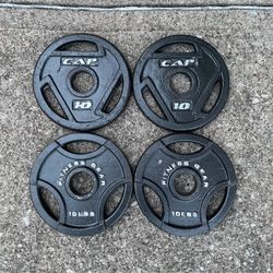 10lbs x4 Olympic 2” weight plates weights plate 10lb 10 lb lbs for Barbell or Dumbbell size 40lbs total