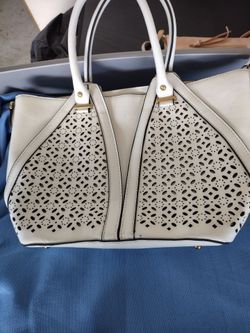 White Laser-Cut Structured Handbag