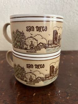 San Diego Mission Skyline Heavy Stoneware Set of Soup Coffee Mugs