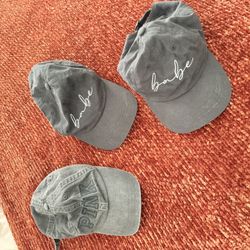 Bundle of 3 Black Gray Baseball Caps Babe & Victoria’s Secret PINK Woman’s Hat Cap