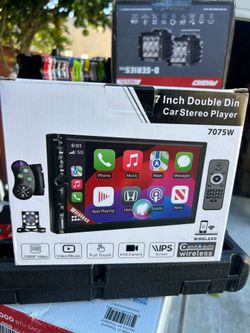 Upgrade Wireless 7" Double Din Car Stereo Apple CarPlay Android Auto 178 * 102mm,Touchscreen Car Play Radio for Car,Screen for Bluetooth 5.2, Weatherp