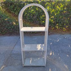 White 3 Tier Arched Wicker Shelf