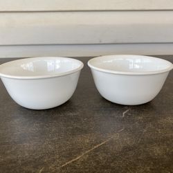 2 Corelle Frost WHITE JUST PLAIN Dessert 12 oz Bowls 5" x 2-1/4" Dip Condiment
