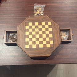 All Wood Chess and Checkers set