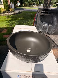 Brand New Cocoa Floral Porcelain Vessel Sink 16x16