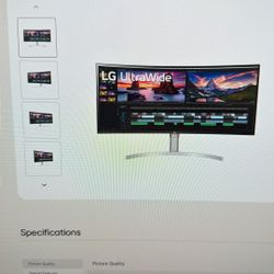LG 38WN95C-W Monitor 38" 21-9 Curved UltraWide QHD+