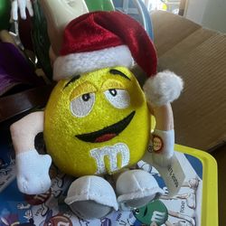 Yellow M&ms Santa Hat Christmas Keychain