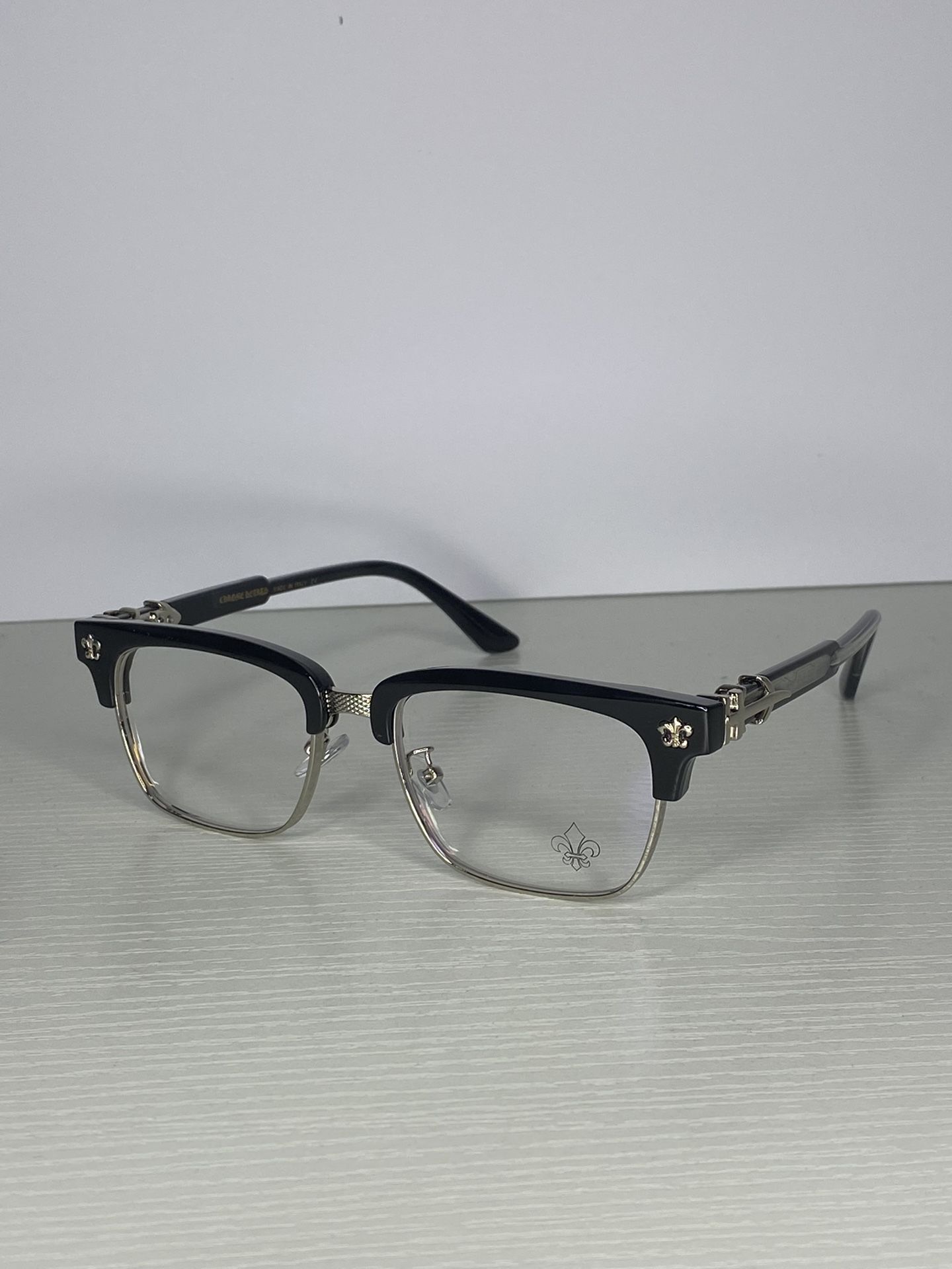 Chrome Hearts Black/silver Cross Frames Clear Lens