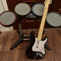 PS3 Rockband Drums & Guitar