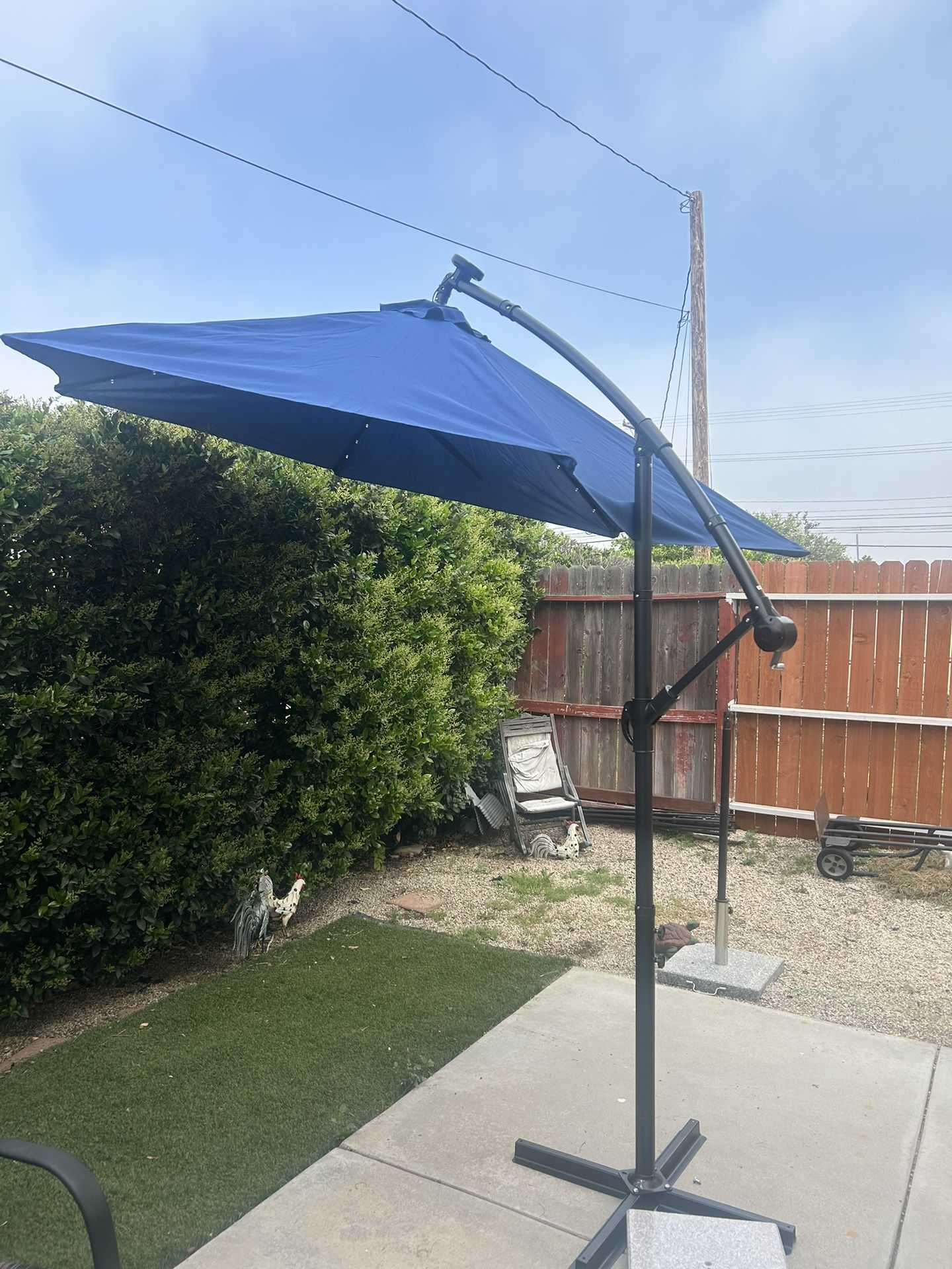 10” FT Offset Cantilever Solar Light Market Umbrella Patio Color: Navy Base Included