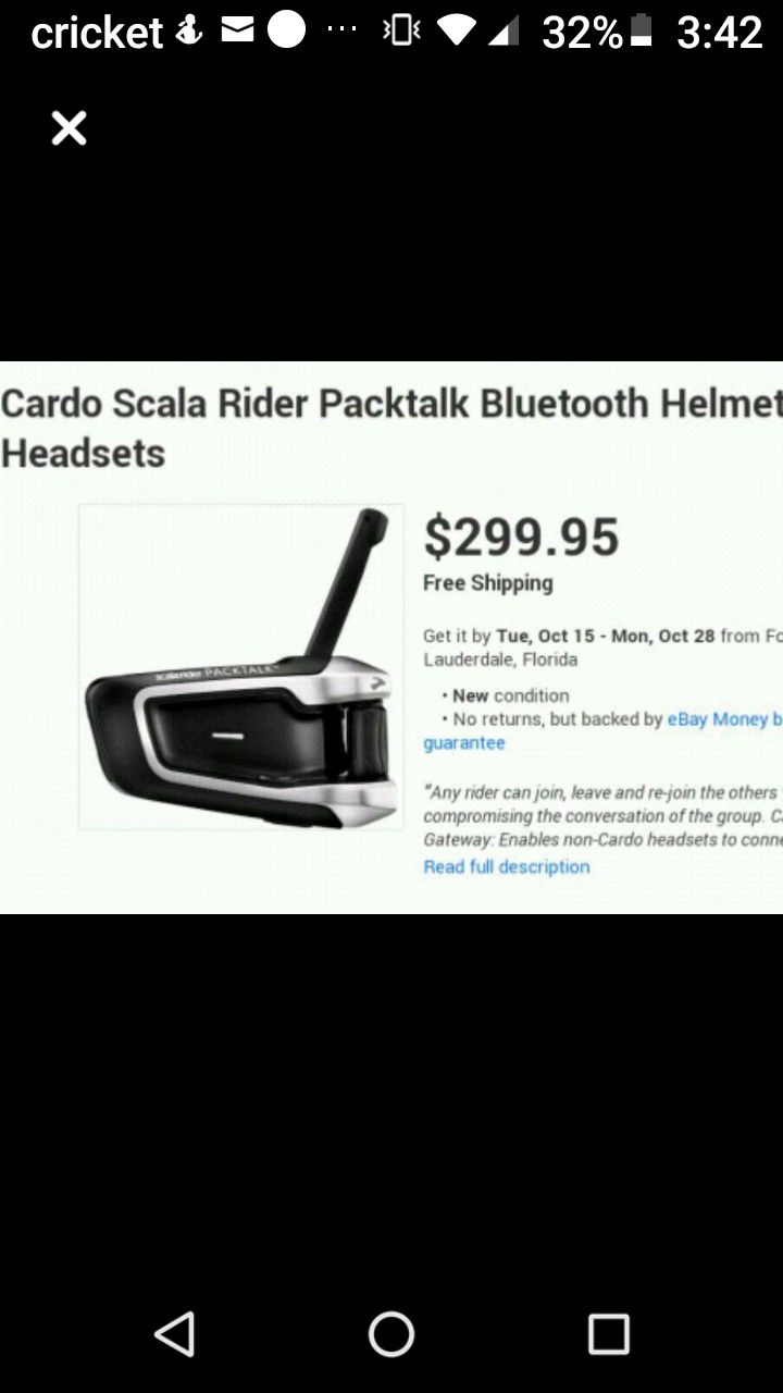 cardo rider packtalk Bluetooth helmet headset