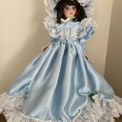 Blue Dress Porcelain Doll