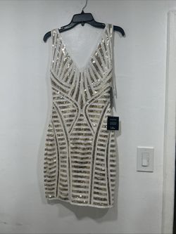 NEW Lulus Exclusive Stunning Gold & White Sequin BodyCon  Dress Size Medium NWT
