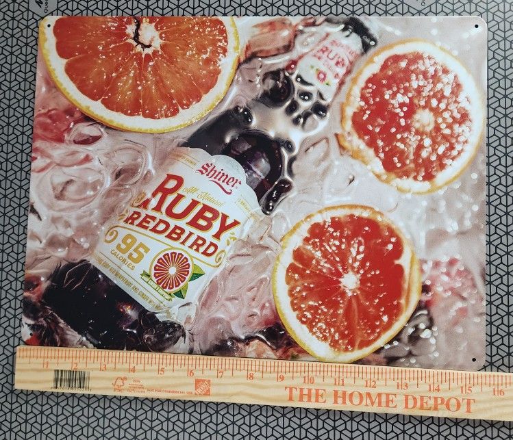 16x12 Shiner Ruby Redbird Metal Bar Sign