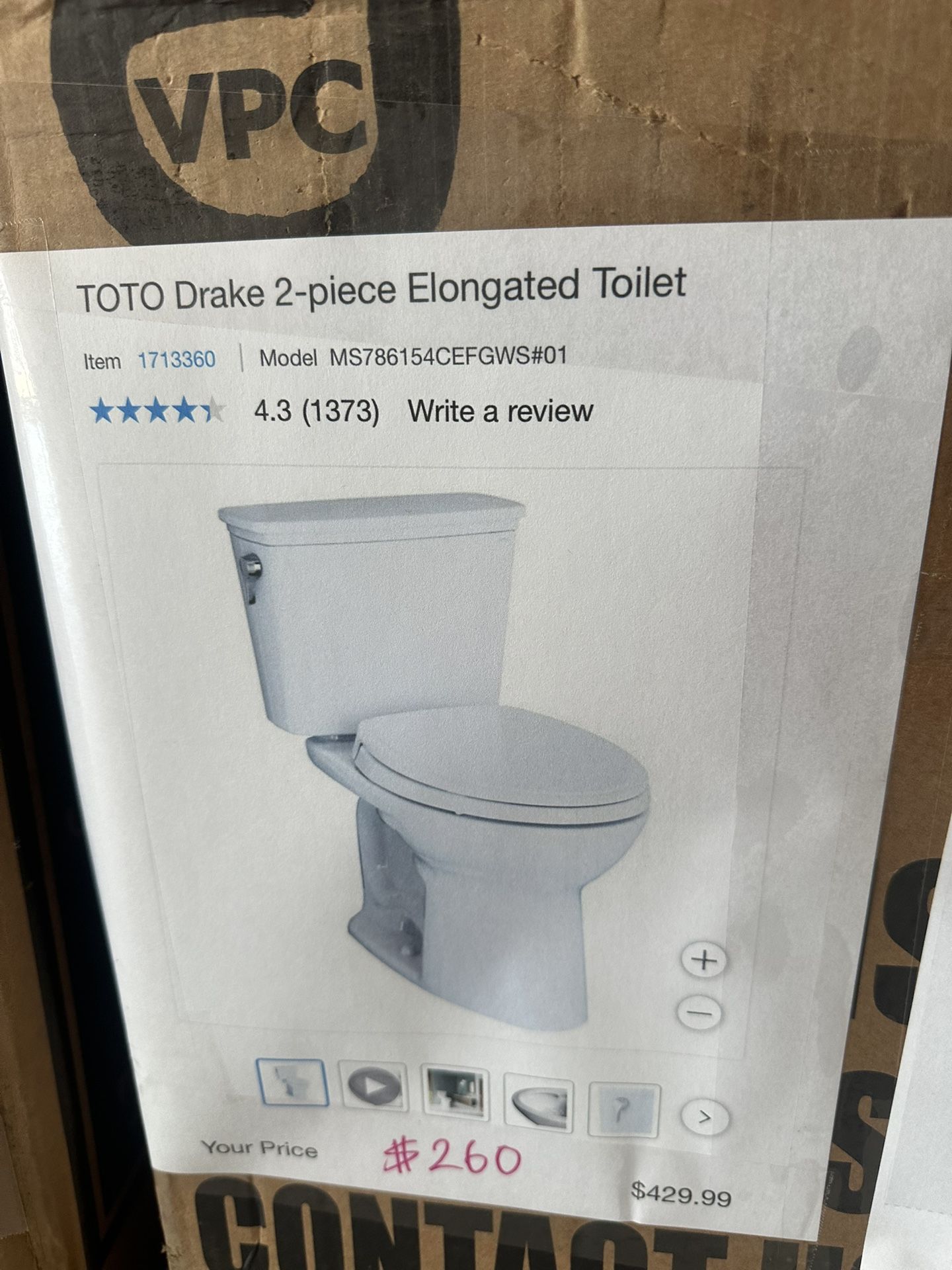 TOTO 2-Piece Elongated Toilet, White