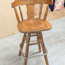Wooden Swivel Bar Stool