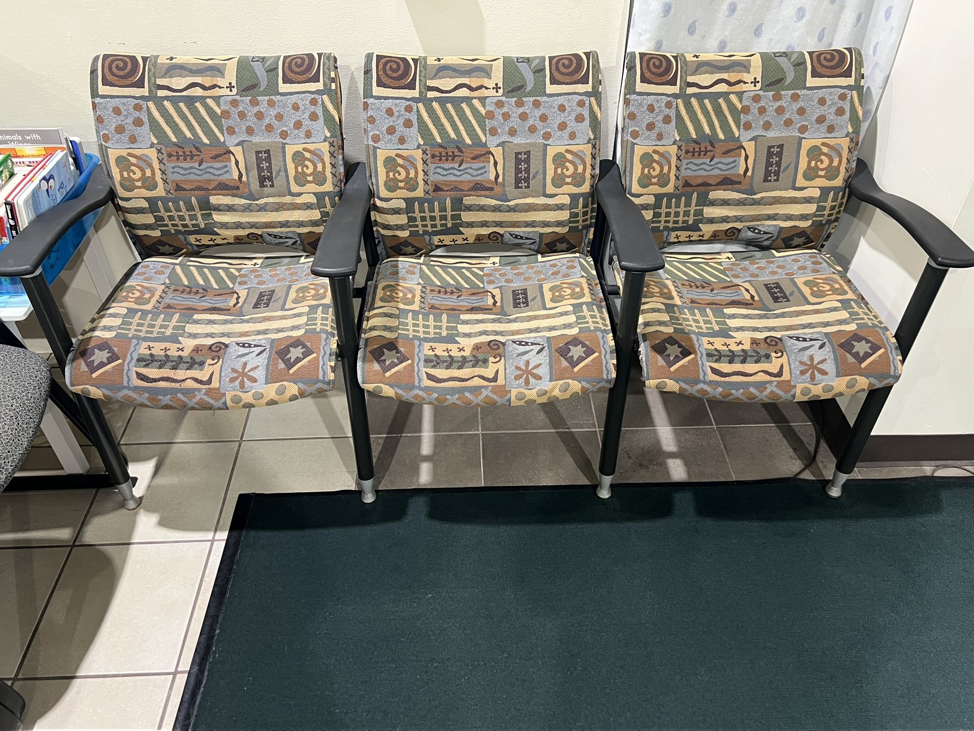 Attached 3 seater office chairs
