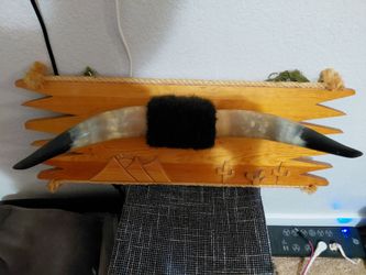 Wall mount with a steer horn 28 inches long