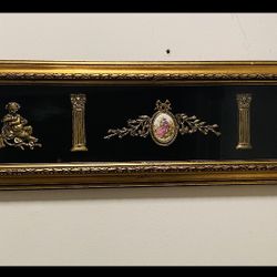 Vintage Limoges Fragonard Courting Couple Signed Wall Plaque 39”-7.5”.