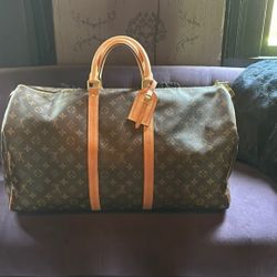 Louis Vuitton Keepall Bandouliere Monogram Duffle 60 Brown Canvas with **COA**