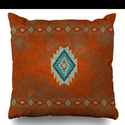 Throw Pillow Covers Western Southwest Canyons Desert Copper Turquoise Petroglyph Tribal Pillowslip Square Sofa Cute 18 x 18 Inches Cushion Cases Pillo