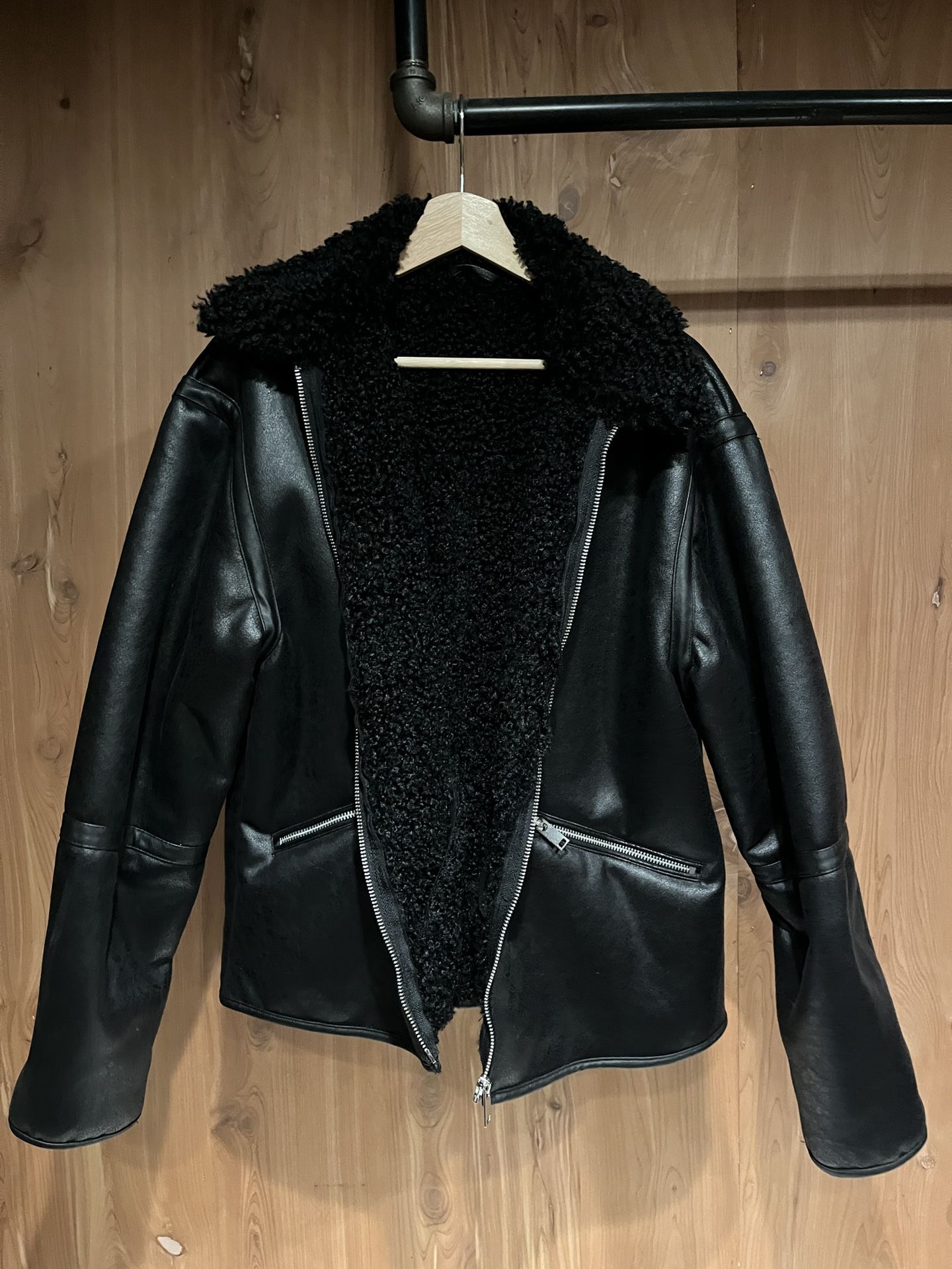 Women's H&M Sherpa Fleece Faux Leather Jacket
