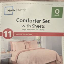 Queen Comforter Set Plush Pink 