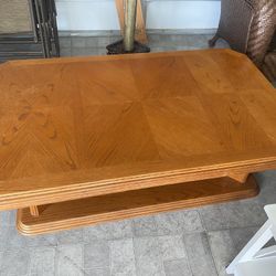 Wood Coffee Table with 2 End Tables 